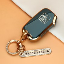 카스타 스마트 자동차 키케이스 TPU 키커버 키홀더 키링 KA4 카니발 4세대 키용품 스트랩, TK-03, 골드_그레이블루