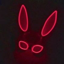 토끼가면 얼굴가면 오페라의 유령 토끼 가면 LED, 검은 토끼 빨간불