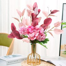 마벨인홈 조화 골드화병 세트, 핑크꽃다발세트