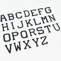 영문 알파벳 의류 자수 와펜 패치 검정