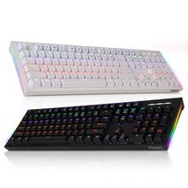 COX CK01 레인보우 LED 기계식 게이밍 키보드 블랙 화이트, 블랙 갈축