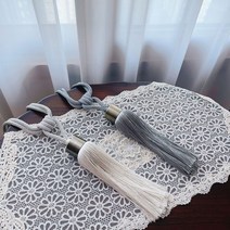 사라하우스 프리미엄 태슬 타이백 / 커튼 끈 홀더 자석 후사고리 집게 장식 걸이, 그레이
