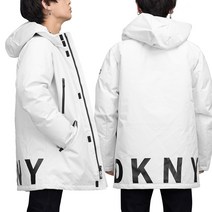 DKNY 남성 후드 로고 파카 점퍼
