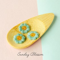 [5개 1세트] 18mm 빈티지 플라워 꽃자수 아플리케 의류패치 와펜 머리핀만들기 5컬러, 04. 민트 5개
