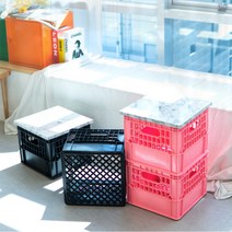 캠핑 우유박스 폴딩 수납 밀크 박스 상자 정리함 대리석 상판 테이블, 상판없음, 핑크