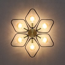 플로라 6등 직부 LED 방등 카페조명, LED볼구12W 전구색（노란빛）6개
