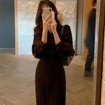 위위브렌 여성용 긴팔 브이넥 원피스