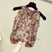 [Myshe]여름 홀터넥 나시 블라우스 여자 시폰 민소매 블라우스 XiaoM01706FEI706SY08