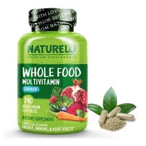 NATURELO Whole Food Multivitamin for Men 남성용 천연 비타민 240 Vegan캡슐, 240캡슐, 1개