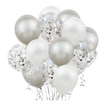 앤드유 컨페티 라운드 혼합 풍선 20p 생일파티 장식 이벤트 소품 파티용품, 1세트, 03. 실버