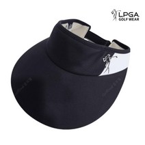 LPGA 골프웨어 여성 여름 골프 넓은챙 썬캡 썬바이저 모자 L215AP523P, 블랙-Free