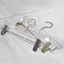 지엔디스플레이 의류매장 모던 양복 상하의정리 고급 아크릴 투명옷걸이 바지집게걸이 백화점 쇼핑몰 촬영용 명품 옷걸이, 1개, 바지옷걸이 골드고리