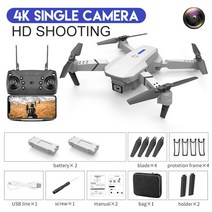 드론 고급드론 브랜드드론 KBDFA-E88 프로 RC 접이식 쿼드콥터 드론 와이파이 FPV 와이드 앵글 HD 4K 20, 18 grey-single C-4K-2B