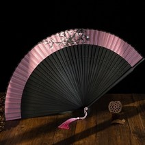 데일러 부채 여름 변 차이나 옛적 P바람에 두루마기 무드 중국전통의상 고대복장 휴대용 뛰다 댄스 깃발 와 4425143121, 수묵 - 블랙 손잡이 핑크 면-M2