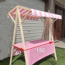 플리마켓 가판대, 핑크화이트고정테이블보 150*60*200높이