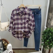 상상그이상 여성용 데일리 포켓 체크 셔츠 남방 포인트 신상셔츠 데일리템