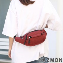 AZMON 심플 무지 옥스퍼드 힙색 가방 0.13kg 초경량 넓이24cm x 높이14cm x 두께10cm, 레드