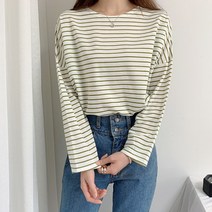 포디룩 (6color) 박시 스트라이프 이지 티셔츠