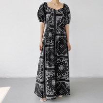 반다나 퍼프 플레어 원피스