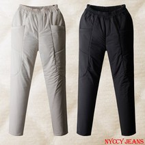 니키진 여성 겨울 안감패딩 포켓 슬림배기 중년여성 바지 밴딩팬츠 SE0502