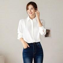 시크라인 카라 히든버튼 블라우스