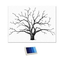 GHSHOP DIY 게스트 사인 - 지문 트리 페인팅 패드, 캔버스 및 잉크 패드, 블루