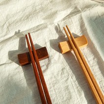 사각 원목 젓가락 받침대 나무 우드 앤틱 수저받침, 베이지