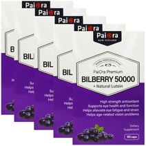 사은품+뉴질랜드 파이오라 빌베리 루테인 눈건강 눈영양제 50000mg 60캡슐, 빌베리 50000mg 60캡슐 5통