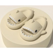 다매다매 상어 슬리퍼 무소음 EVA 거실 슬리퍼 층간소음방지 푹신한 임산부 산후조리원 실내화, 아이보리
