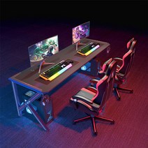 LED 데스크 2인용 게이밍 컴퓨터 책상 BJ 듀얼모니터, 기본형 W2000 x D600 x H740