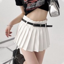 여성용 하이 웨이스트 슬림 플리츠 스커트 하프 길이 화이트 미니 A라인 귀여운 패션 퀼로트 올매치 프레피 스타일 한국 스타일