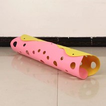 고양이터널 강아지 숨숨 미로 동굴 펠트 놀이 캣터널, 1개, 분홍색+노란색