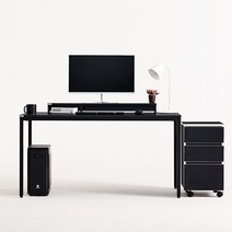 다가구 프래그마 1600 x 800 컴퓨터책상, 블랙+블랙(상판):아이보리(프레임)