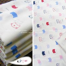 국산순면무형광 엠보 나염 가제손수건 20장, 4.고양이