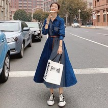 [리즈무드] 르 메 르 벨트 데님 원피스