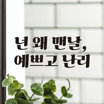 모노먼트 레트로 감성 매장 카페 거울 레터링 스티커 - 넌 왜 맨날 예쁘고 난리, LG-050, 검정