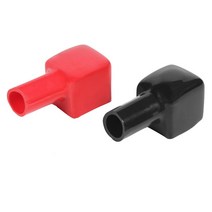 2PCS 유니버설 레드 + 블랙 스퀘어 오토바이 배터리 터미널 보호 슬리브 고무 긍정적 인 부정적인 극 커버, 한개옵션0