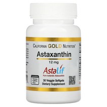 캘리포니아 골드 뉴트리션 California Gold Nutrition 아스타잔틴 AstaLif 순수 아이슬란드산 12mg 베지 소프트젤 30정, 1개, 기본