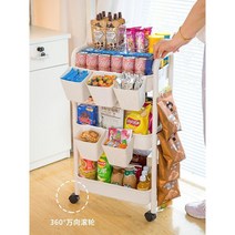 트롤리 이동식 보비 카트 미용웨건 테이블 주방 3단, 흰색3겹+걸이바구니2개+투명선반2개+연철보관바구니