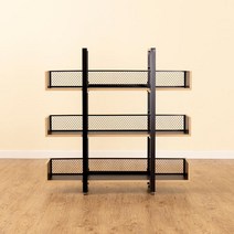아트박스/티에스퍼니처 TS-15 가림막 철망책장 3단1200 책꽂이, 블랙프레임/아카시아