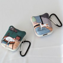 게으른 고양이 에어팟 귀여운 케이스 1/2세대, A