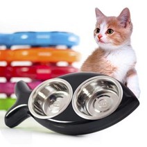 사모예드 개밥통 장모치와와 애견밥통 샤페이 스텐, 색상_오렌지