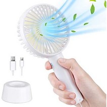 일본직발송 2. 휴대용선풍기 Fohil 충전식 USB 선풍기 휴대용 선풍기 휴대용 선풍기 받침대 포함 4겹 날개, One Size, 화이트
