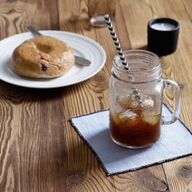 파라다이스홈 린넨 티 코스터 15x15cm 스노우 그레이, 네이비