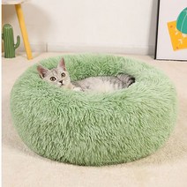 더나나 강아지 고양이 도넛방석 폭신한 두툼한 겨울방석, 그린