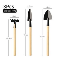 미니 정원 심기 삽 갈퀴 스페이드 분재 도구 세트 화분 식물용 나무 손잡이 가정 정원 조합 도구 3 개, Small3Pcs, 3개
