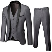드라이슈트 웻슈트 조끼 심플한 우아한 패션 인터뷰 신사 슬림한 3 피스 슈트, 31.Dark Gray - L