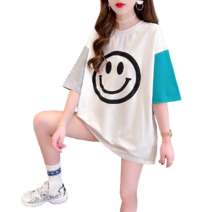 러블로어 빅페이스 스마일 배색 박스티