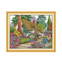 십자수 도안 집에서할수있는취미 크로스 스티치 키트 정원 인쇄 캔버스 스티칭 자수 바느질, 11ct 프린트 캔버스