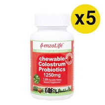뉴질랜드 엔조라이프 초유 유산균 1250mg (딸기맛) 프로바이오틱스 120정 x5개, 5개